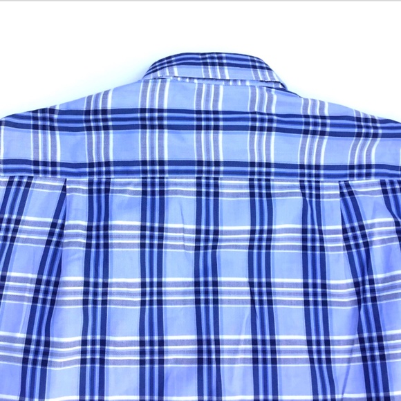 Paul & Shark Yachting blue  checkered cotton shirt Sz 40 made in Italy 🇮🇹 - Picture 10 of 11